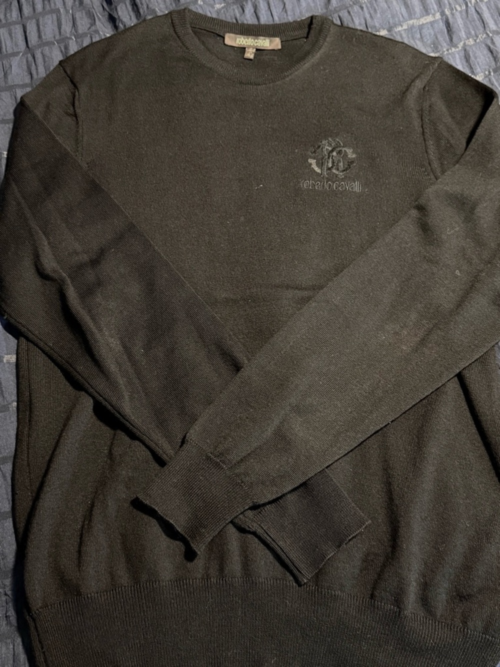 Roberto Cavalli Men's Black Crewneck with Subtle Logo